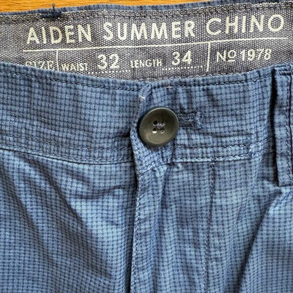 Banana Republic Aiden Summer Chino Blue Checkered Print Pants Size 32 x 34 - Picture 2 of 8